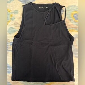 Abercrombie & Fitch Seamless Soft Asymmetrical Ribbed Black Top - Size Large